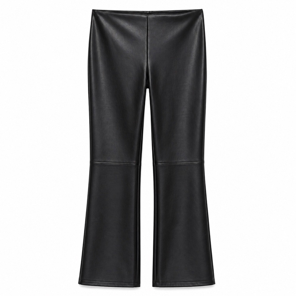 Zara Black Faux Leather Bootcut Pants XS High Rise‎ Flare Edgy Night Out